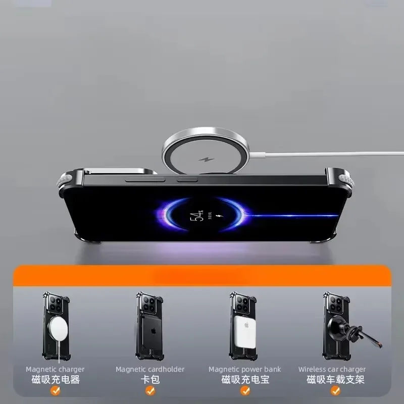 Eary for Xiaomi 15 Pro Phone Case With 360° Rotatable Magnetic Ring Holder Frameless Bumper Shockproof Protective Covers Shells