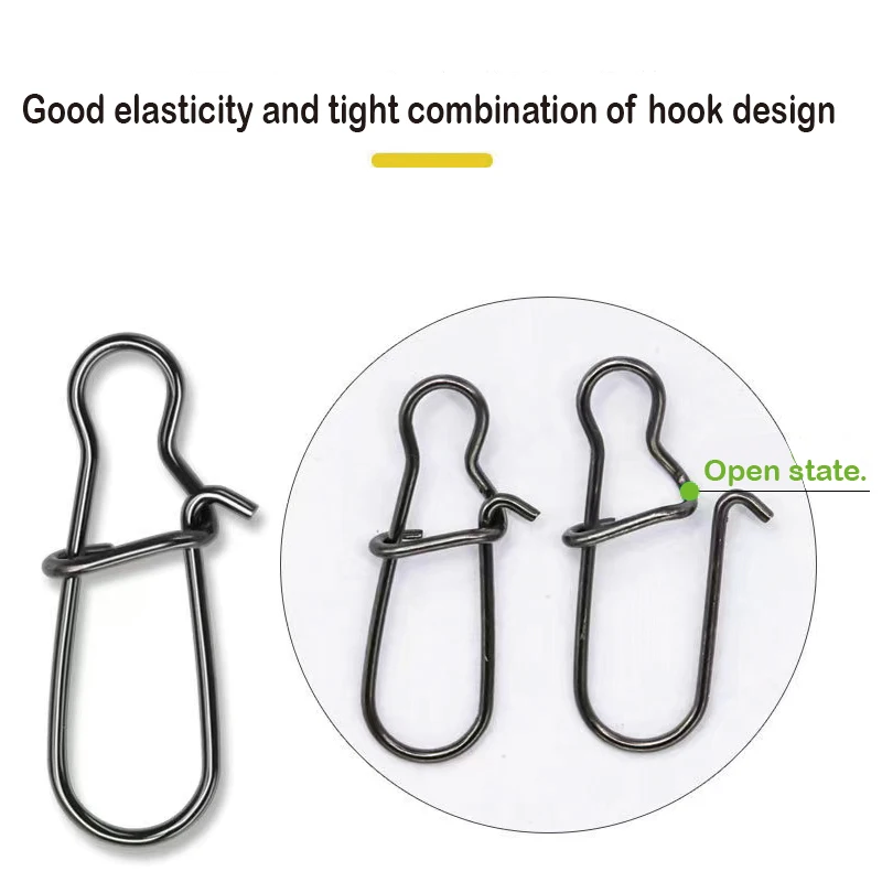 

100PCS Stainless Steel Fishing Connector Fast Clip Lock Snap Swivel Solid Rings Safety Snaps Fishing Hook Tool Snap