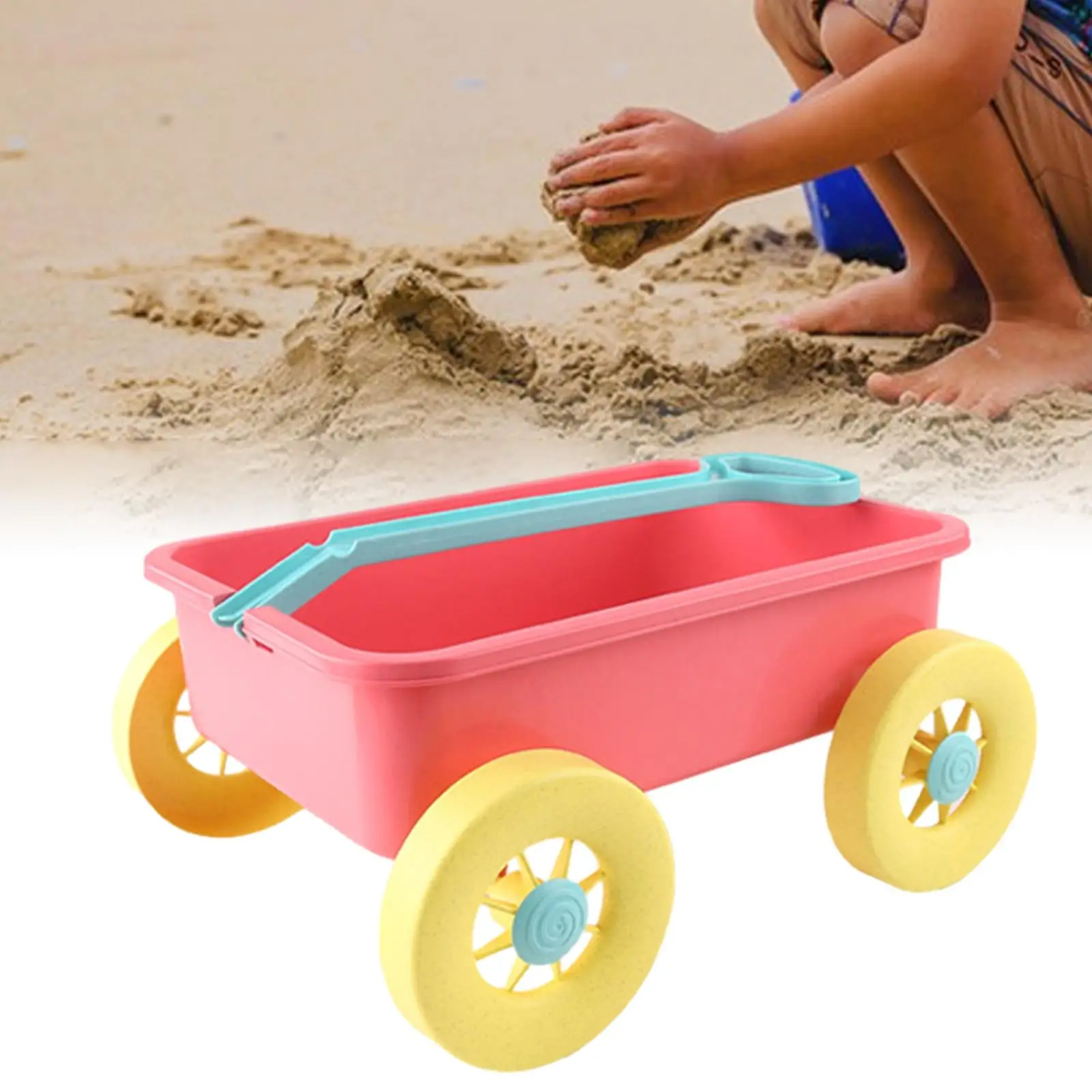 Pretend Play Wagon Toy Summer Sand Toy Trolley for Gardening Seaside Beach 2