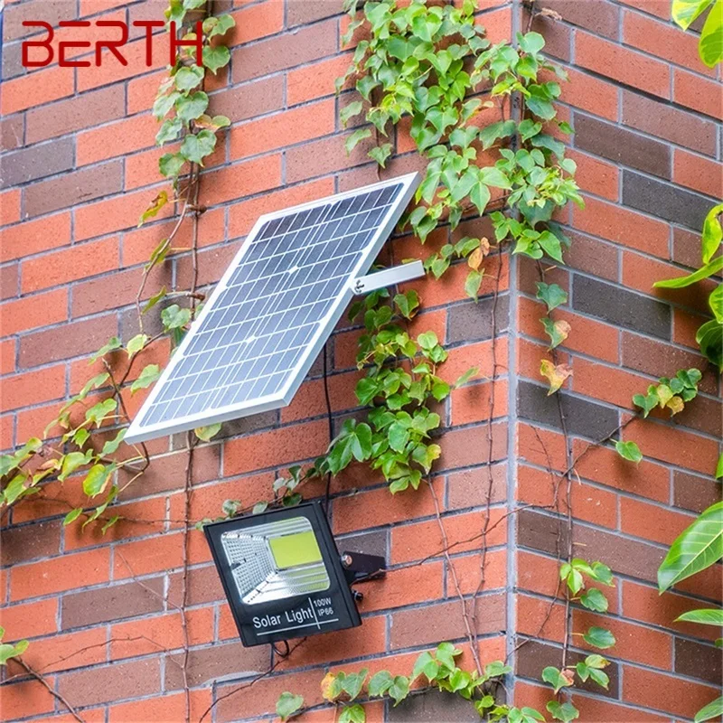 

BERTH Solar Light 30W 60W 100W 200W Outdoor Courtyard Waterproof IP65 Wall Lamp LED Control Remote