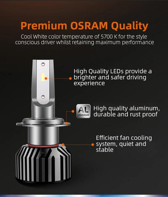 OSRAM-bombillas LED Ledriving H7 para coche, faros delanteros superiores  Turbo de 50W, 25000LM, 9005 K, H4, H8, H11, 9006, HB3, 6000, HB4 -  AliExpress