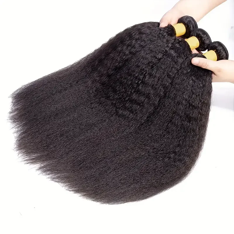 Raw Brazilian Virgin Hair Bundles Kinky Straight Human Hair Weave Bundles Remy Extension 1 3 4 Coarse Yaki 30 inch human hair extensions