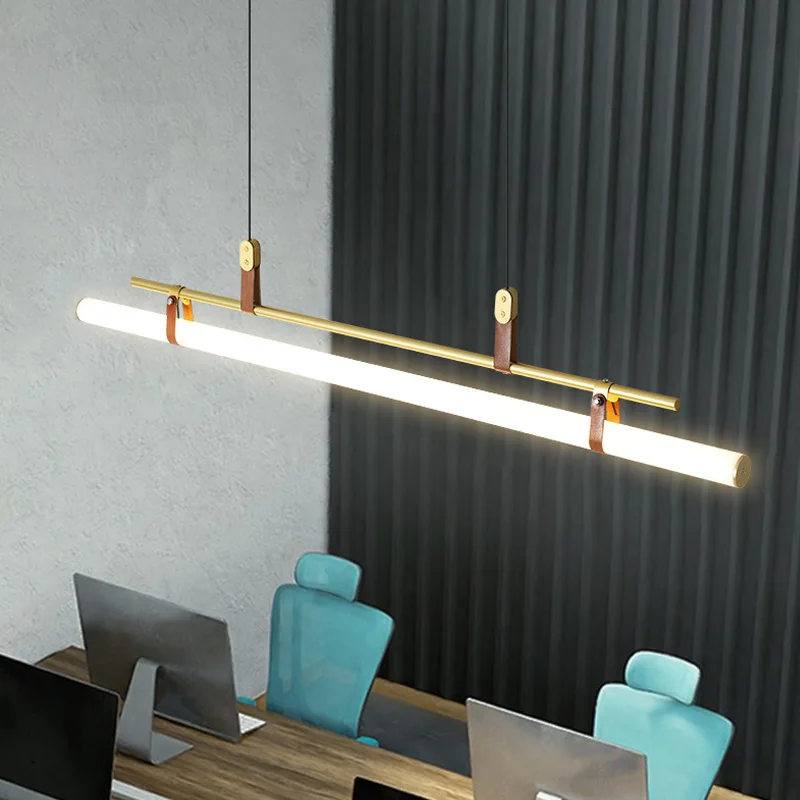 

Minimalist dining room pendant lamp Nordic dining table modern minimalist design tube pendant light