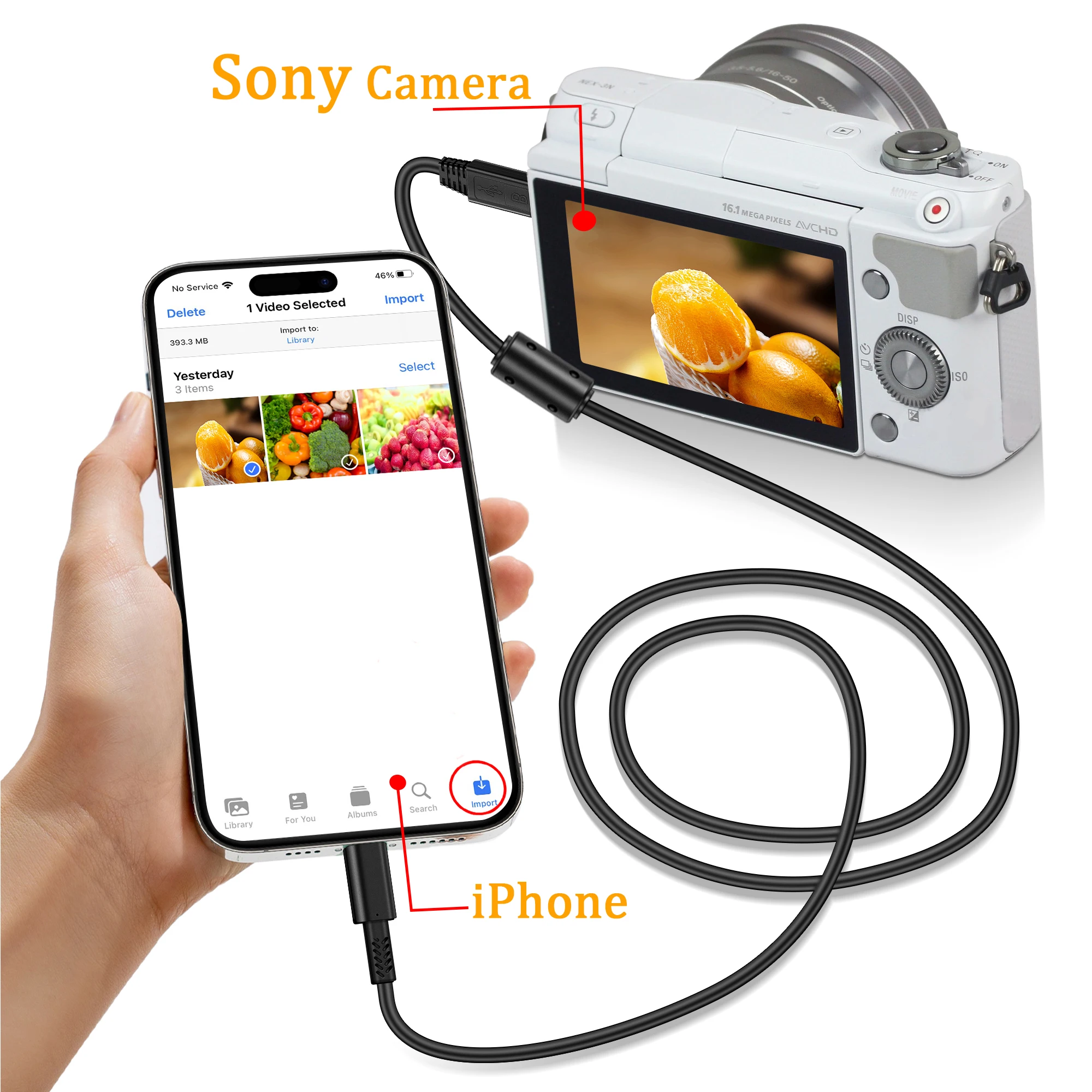 A6000 Connect Sony A6400 To Iphone Micro 5Pin To Iphone OTG Cable