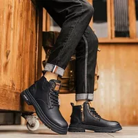 Faionable Men's  Boots Busin Casual oes Leather oes ort Tube Height PU Material Spring Autumn Season