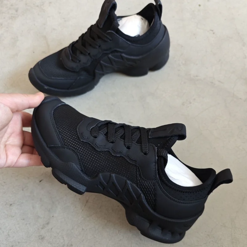 2026 New Comfortable Height Increasing Shoes Men's Classic Sports Shoes Durable Black Flat Mesh Shoes Casual Walking Shoes 1
