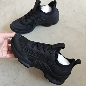 2026 New Comfortable Height Increasing Shoes Men's Classic Sports Shoes Durable Black Flat Mesh Shoes Casual Walking Shoes 1