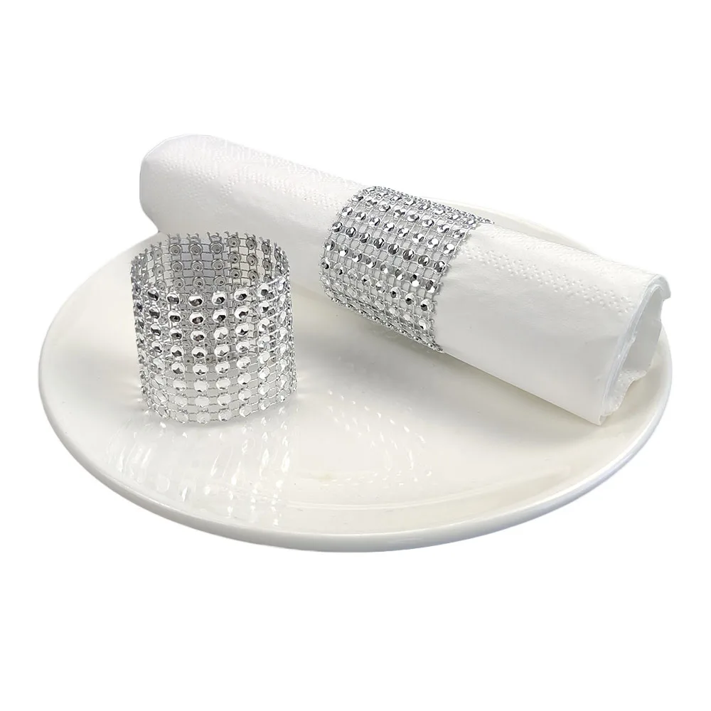 10Pcs Rhinestone Napkin Holder Gold Silver Color Napkins Ring for Wedding Baby Shower Christmas Party Decoration Supplies