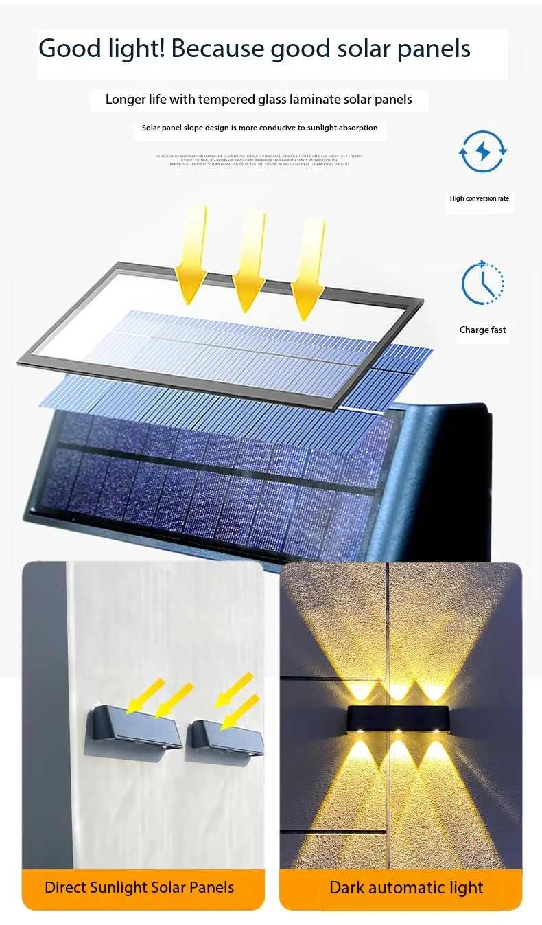 LED Solar Waterproof IP44 Outdoor External Wall Washers Luminaire Lighting Sunset Red Lamp Atmosphere Novel Up and Down Highlig