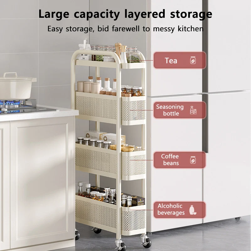 Storage Rack Split Kitchen Multi-functional Vegetable Basket Bathroom Mobile Cart Snack Rack Living Room Shelf