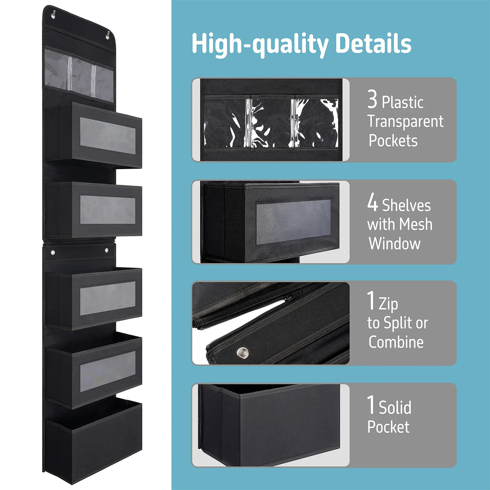 1 PC Non-Woven Fabric, 6-Layer Detachable, Divided Into 2 Hanging Storage Door Devices With Hooks, Anti Swinging Dormitory 4
