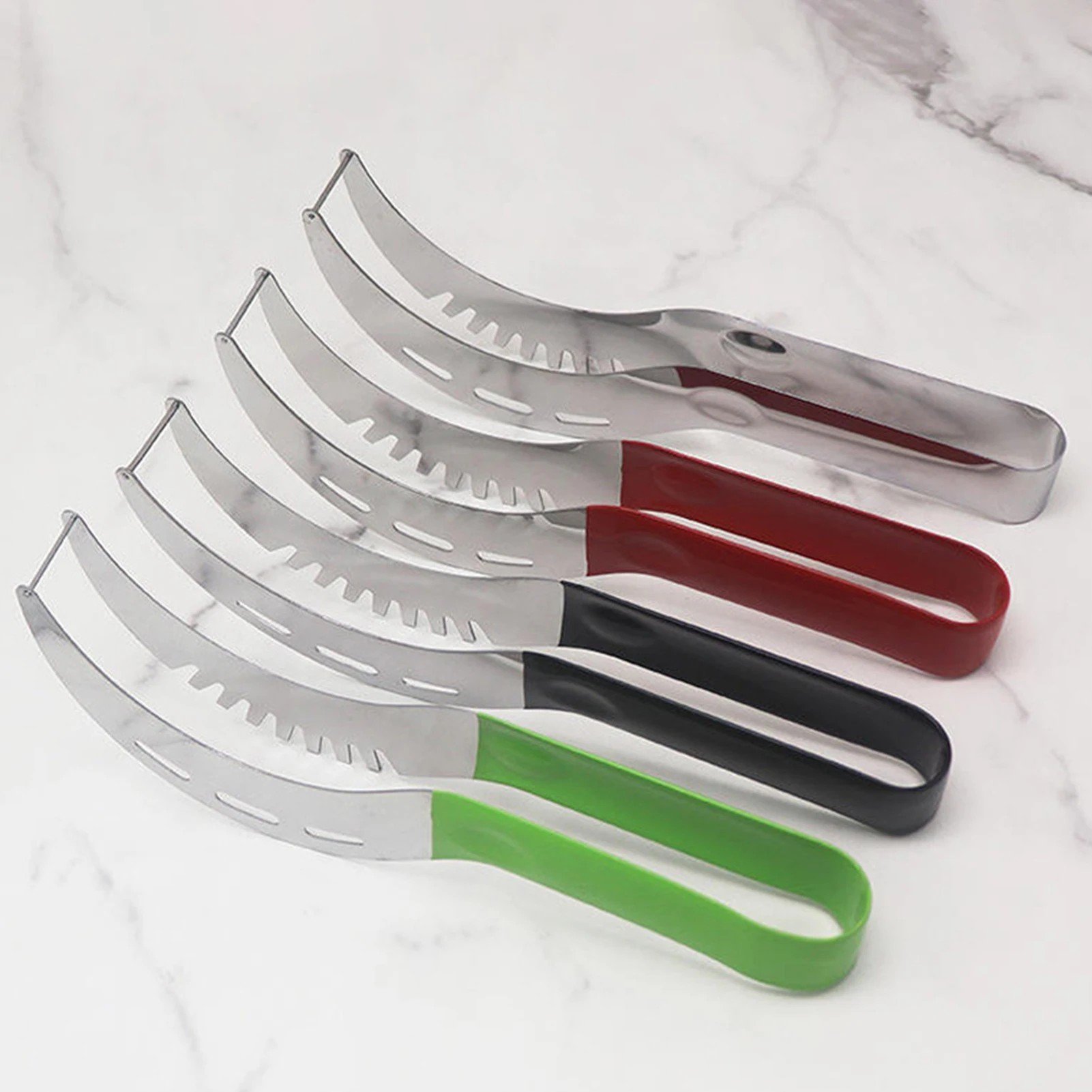 Watermelon Slicer Cutter Stainless Steel Color Non-slip Plastic Wrap Handle Not Hurt Hands Cantaloupe Kitchen Fruit Cutting Tool