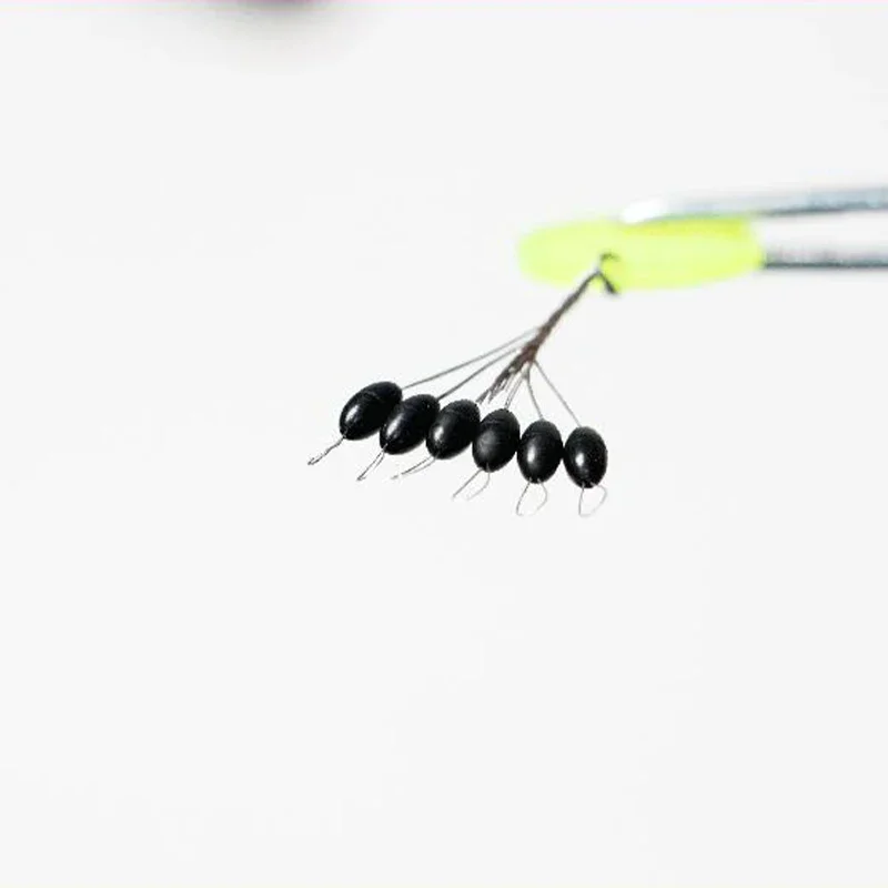 10 Group Rubber Silicon Space Bean Sea Carp Fly Fishing Black Rubber Oval Stopper Fishing Float Bobber 60pcs fishing float