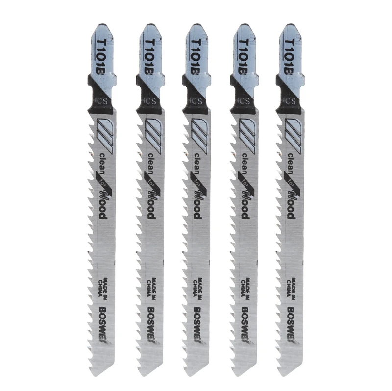 5Pcs/Set T101B HCS 100mm Jigsaw Blade Clean for Wood T-Shank Jig Saw Blades A25