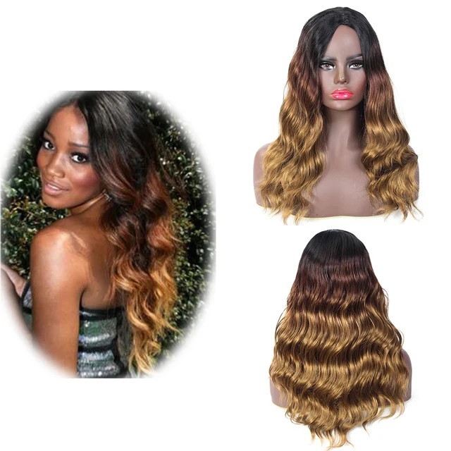 Aigemei Natural Water Wave Wigs with Bang Heat Resistant Fiber Synthetic Wigs For America Africa Women Cosplay 2293R