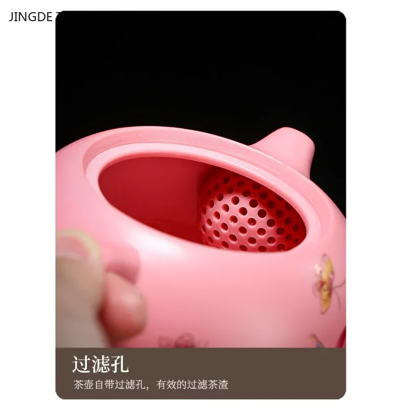 1 set of 180ml pink purple clay teapot high-end China-Chic style single tea pot zisha tea set Ball hole filter tea infuser