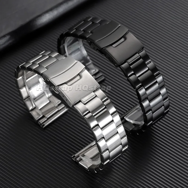Premium Stainless Steel Watch Strap with Flat End Design and Folding Buckle