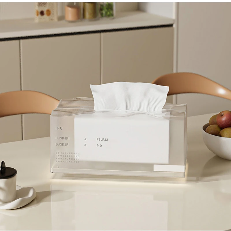 Desktop Tissue Box kreative durchscheinende Tissue Fall mit Frühling nordischen Stil Küchentisch Servietten Box Bad Tissue Container – Detail 7