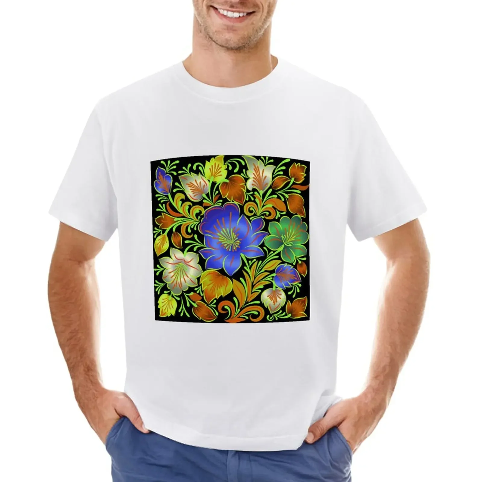 

khokhloma flower T-Shirt customs design your own plus sizes mens workout shirts