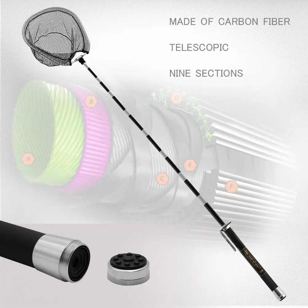 SANLIKE 5m/6m Fishing Net Carbon Fiber Extending Contraction Pole