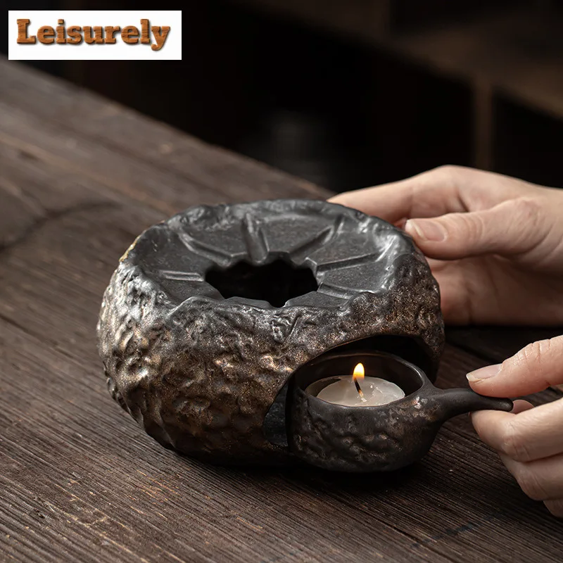 Japanese Gilded Iron Glaze Lotus Pot Warm Tea Stove Coarse Candle Heating Table Insulation Base Boiling Kettle Kung Fu Teaset
