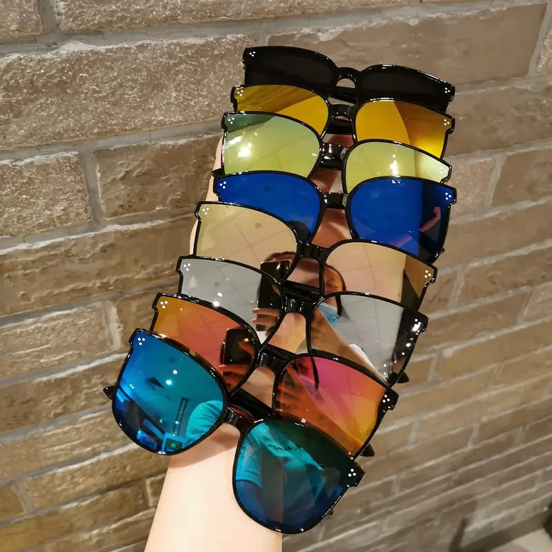 New Children Shape Round Sunglasses Girl Boy Shiny coating Double Color Vintage Sunglasses UV Protection Glasses Child_voghion.com
