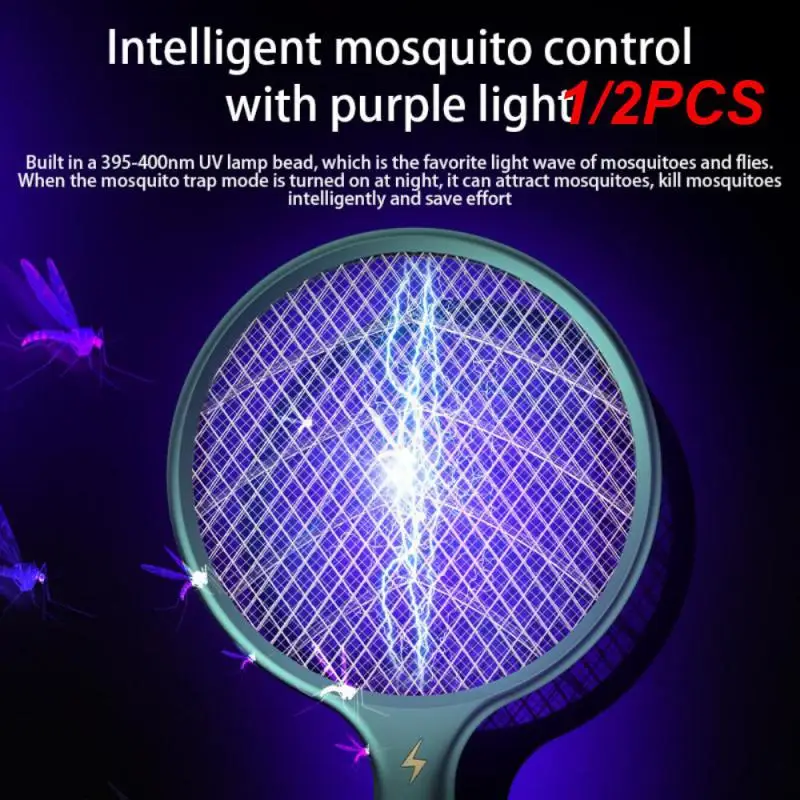 

In 1 LED Electric Mosquito Swatter USB Rechargeable Anti Fly Bug Zapper Killer Racket Pest Control Product Handhel