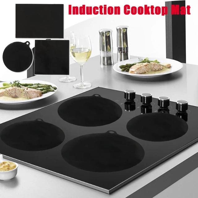 Cheap Induction Cooktop Mat Kitchen Induction Cooker Cookware Protector  Silicone Mat Reusable Heat Insulated Round/Rectangular Pad Kitchen Supplies