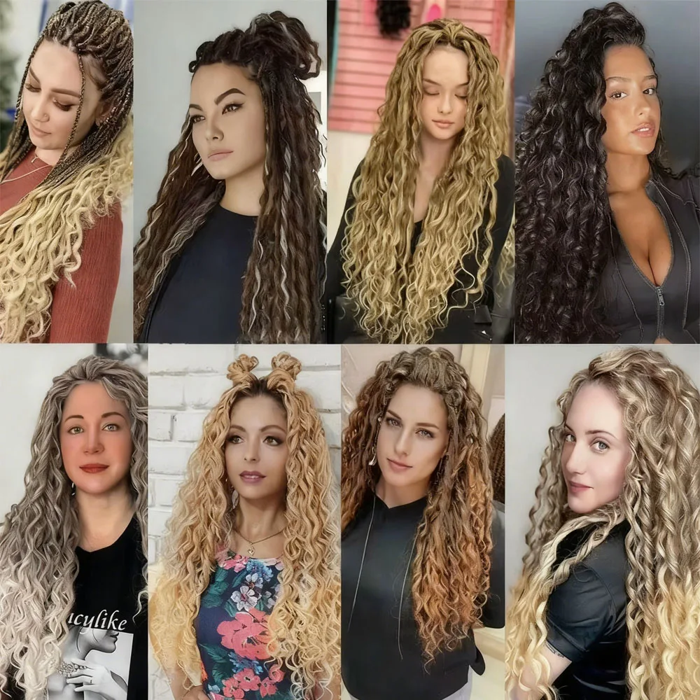 Jessica ariel Curls Hair Water Wave Twist Crochet Hair Synthetic Braid Hair Ombre 22 Inch Deep Wave Braiding Hair Extension 2