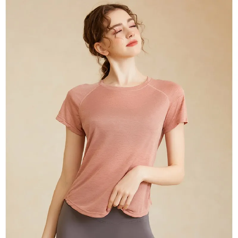 Women Fitness Short Sleeve Gym Jersey Yoga Tops Summer Back Mesh Stitching Breathable Sport Shirts Female Workout T-Shirt