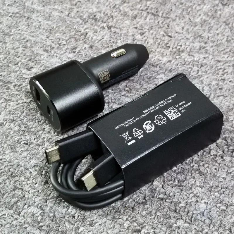 For Samsung Car Charger 45W Super Fast Charging 2.0 PD 3.0 PPS Dual Port USB Type C For Galaxy S24 S23 S22 S21 S20 Note 20 Ultra