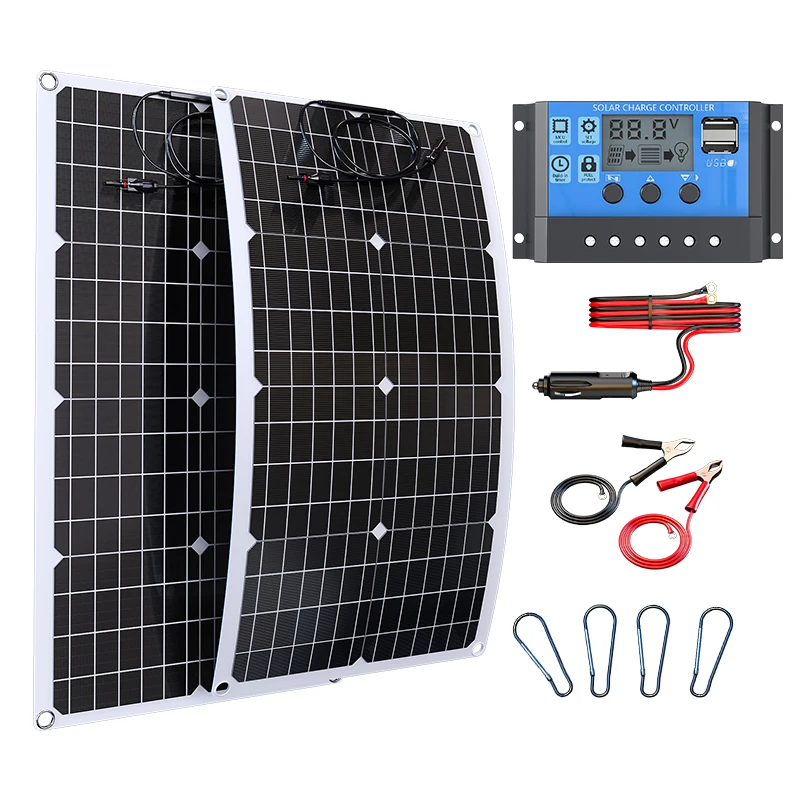4000W Solar Kit System 110V/220V 6000W Blue Inverter 12V Battery Charging 100A Controller for Home/RV/Military Camping