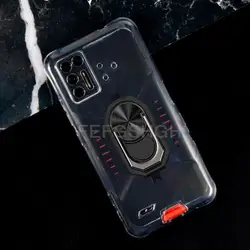 Ultimate Finger Ring Soft TPU Silicone Phone Case - Enhanced Protection for Umidigi Bison Pro (Transparent C Black)