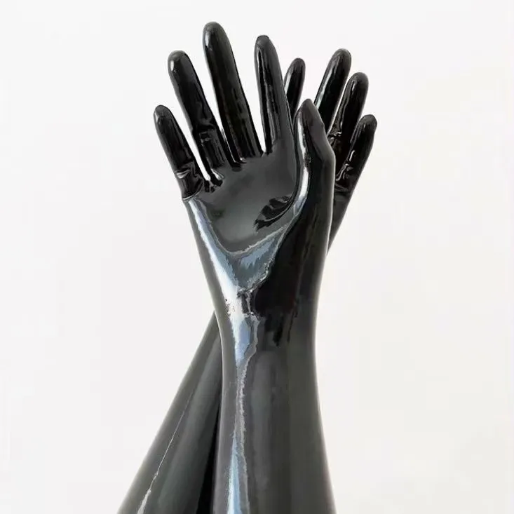 Cosplay Gloves Latex Gloves 1 pairs Long Malaysian latex kigurumi five finger sexy fit Zentai party outfit long gloves costume for men and women