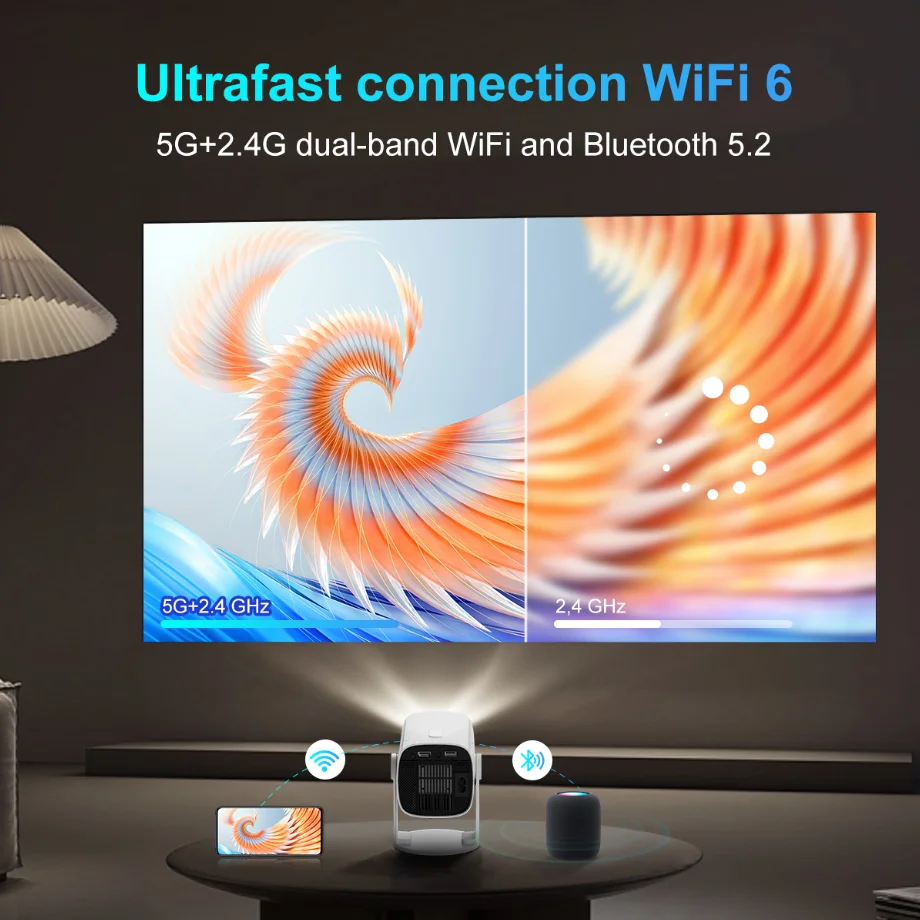 Professional Mini Projector 4k Hd 1280p Wifi Led Smart Tv (U.S. Plug/Euro Plug)