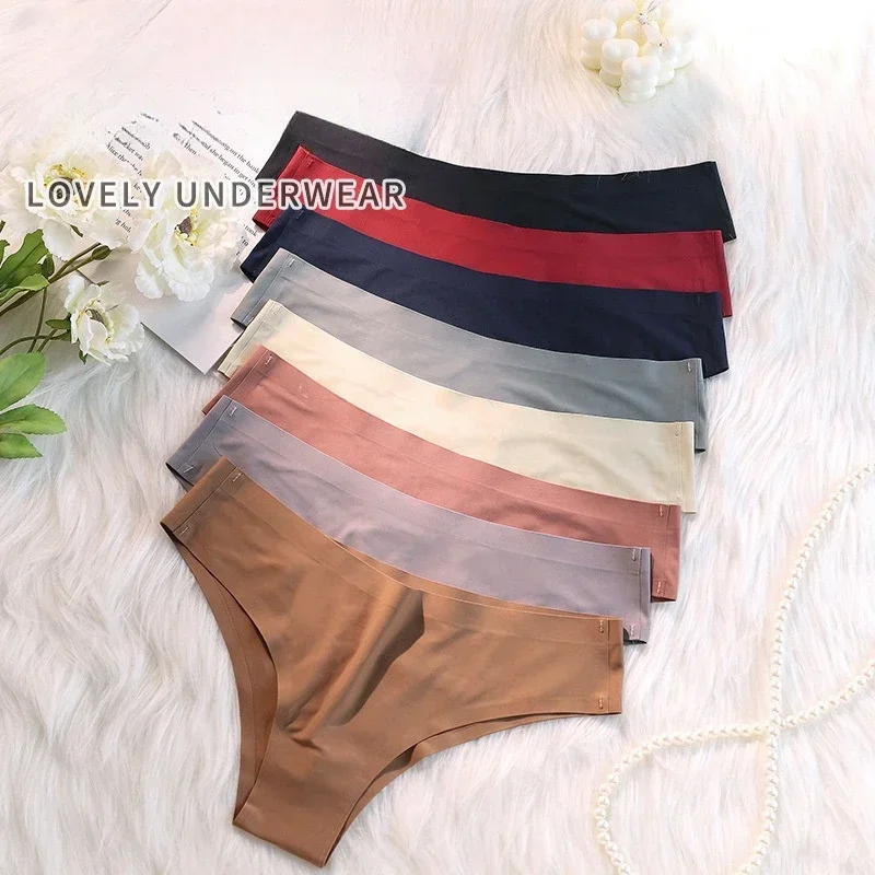 1-3PCS Elegant and Sexy Women's Low-Rise Ice Silk Panties, Soft and Comfortable Seamless Underwear Triangle Briefs panties