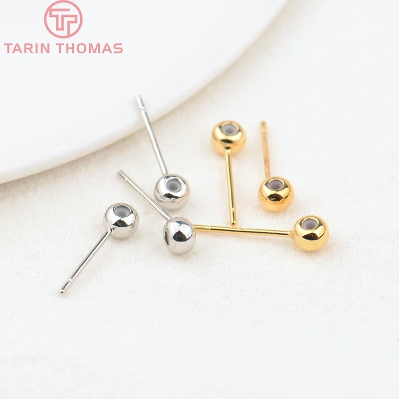 

(344) 10PCS 4x15MM 24K Gold Color Brass with Rubber Stud Earrings Pins High Quality Diy Jewelry Findings Accessories