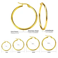 Gold Color Stainless Steel Hoop Earrings For Women Men Big/Small Circle Round Ear Jewelry Bijoux Acier Inoxidable E18110