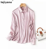 Tajiyane Women's 93% Mulberry Silk 7% Spandex 19 momme satin Silk Buttons long sleeve shirt Top Blouse office work chemise femme - Image 6