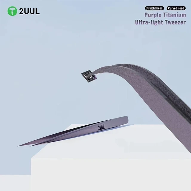 2UUL Ti21 Ti22 Titanium Ultralight Tweezer Purple Curved/Straight for Mobile phone Repair High Precision Flying WireTweezers 2