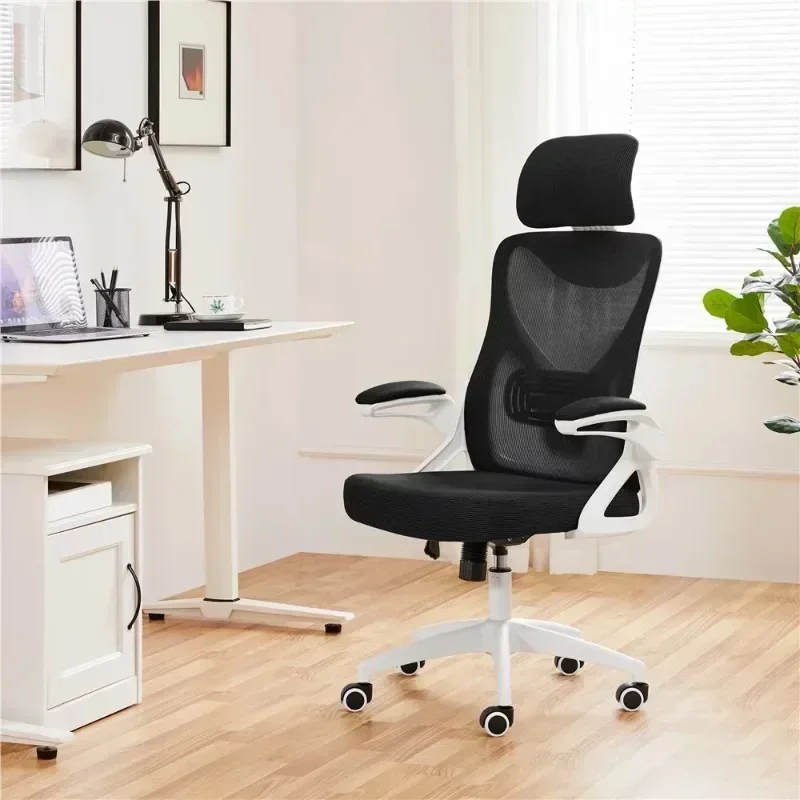 High Back Ergonomic Mesh Office Chair with Adjustable Padded Headrest, White/Black 4