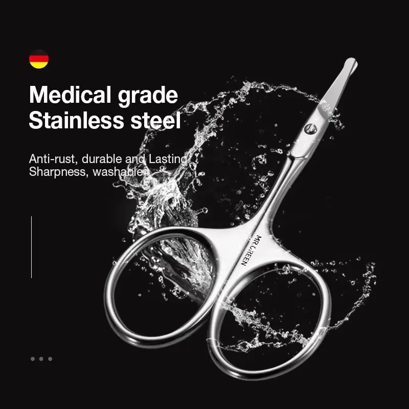 MR.GREEN Facial Hair Scissors Rounded Professional Stainless Steel Mustache Nose Hair Beard Eyebrows Eyelashes Trimming Clippers 5