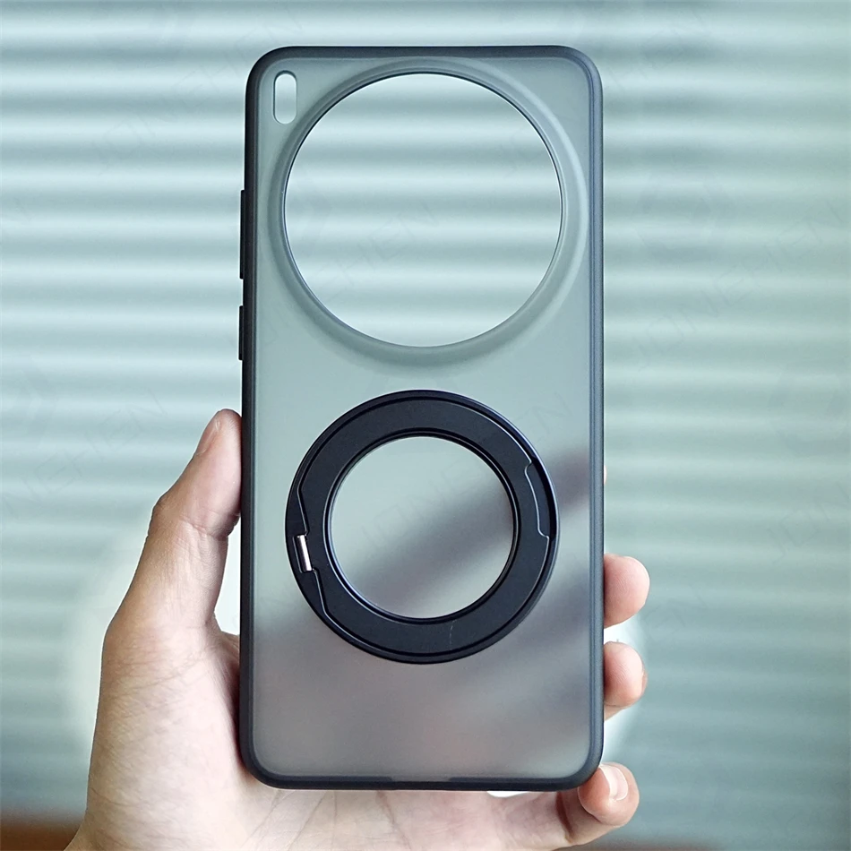 Luxury Magnetic 360° Ring Matte Transparent Lightweight Acrylic Phone Case