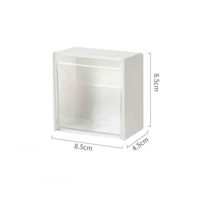 Plastic Wall Mounted Storage Boxes Dustproof Bathroom Organizer for Cotton Swabs Makeup Adhesive Small Jewelry Holder Box 6