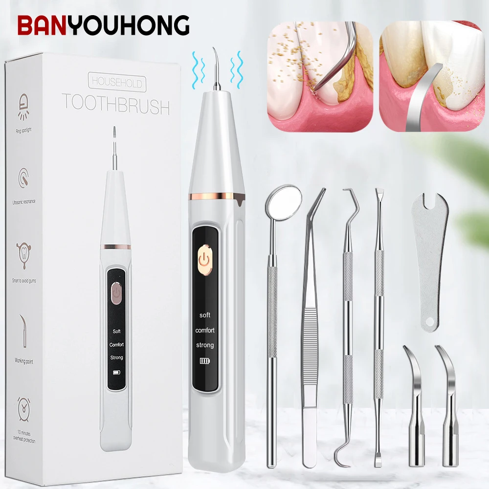 Ultrasonic Dental Scaler For Teeth Tartar Stain Electric Sonic Dental Cleaning USB Portable Oral Irrigator Dental Stone Removal clothes cleaning wipes individually packaged clothes stain down remover wipes wet removal cleaning wipes wipes m5x0