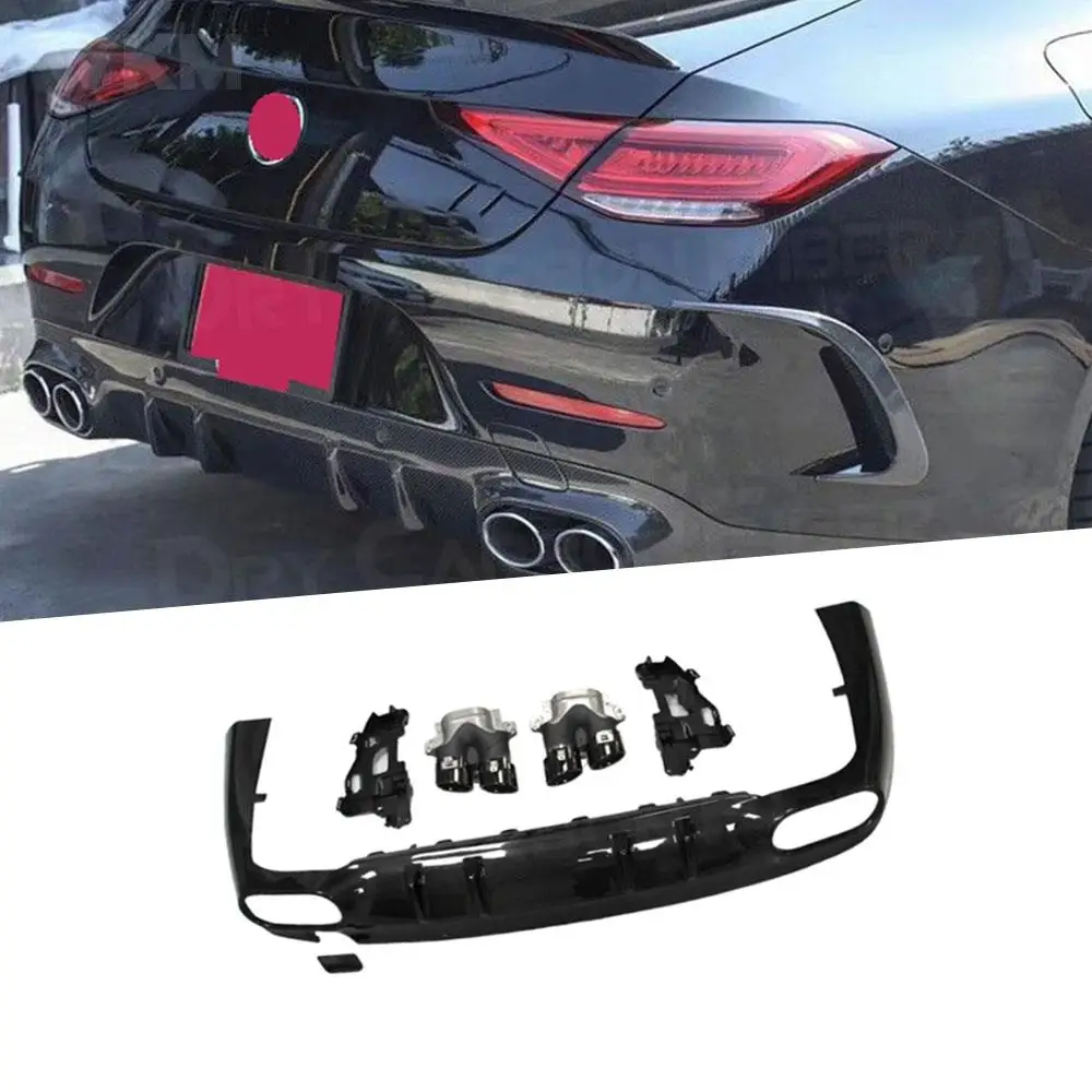 

Carbon Fiber Rear Bumper Diffuser For Mercedes Benz CLS Class C257 CLS260 300 350 450 CLS53 AMG 2019 UP PP Rear Diffuser Tips
