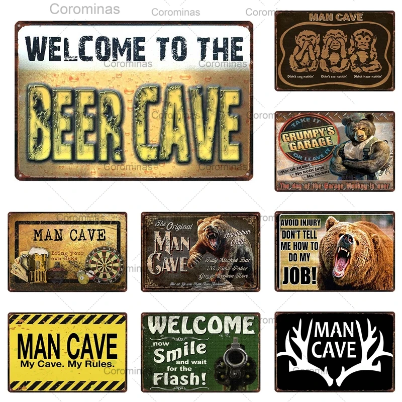 

Drink Beer Vintage Metal Sign Wall Art Tin Plates Shabby Plaques Iron Painting Bear Man Cave Poster for Bar Cafe Home Decoration