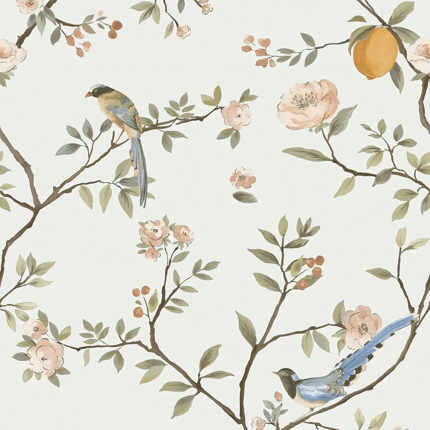 Papier peint auto-adhésif à feuilles modernes, papier de Contact amovible, oiseaux floraux, pour décoration de chambre à coucher et de salle de bains 1