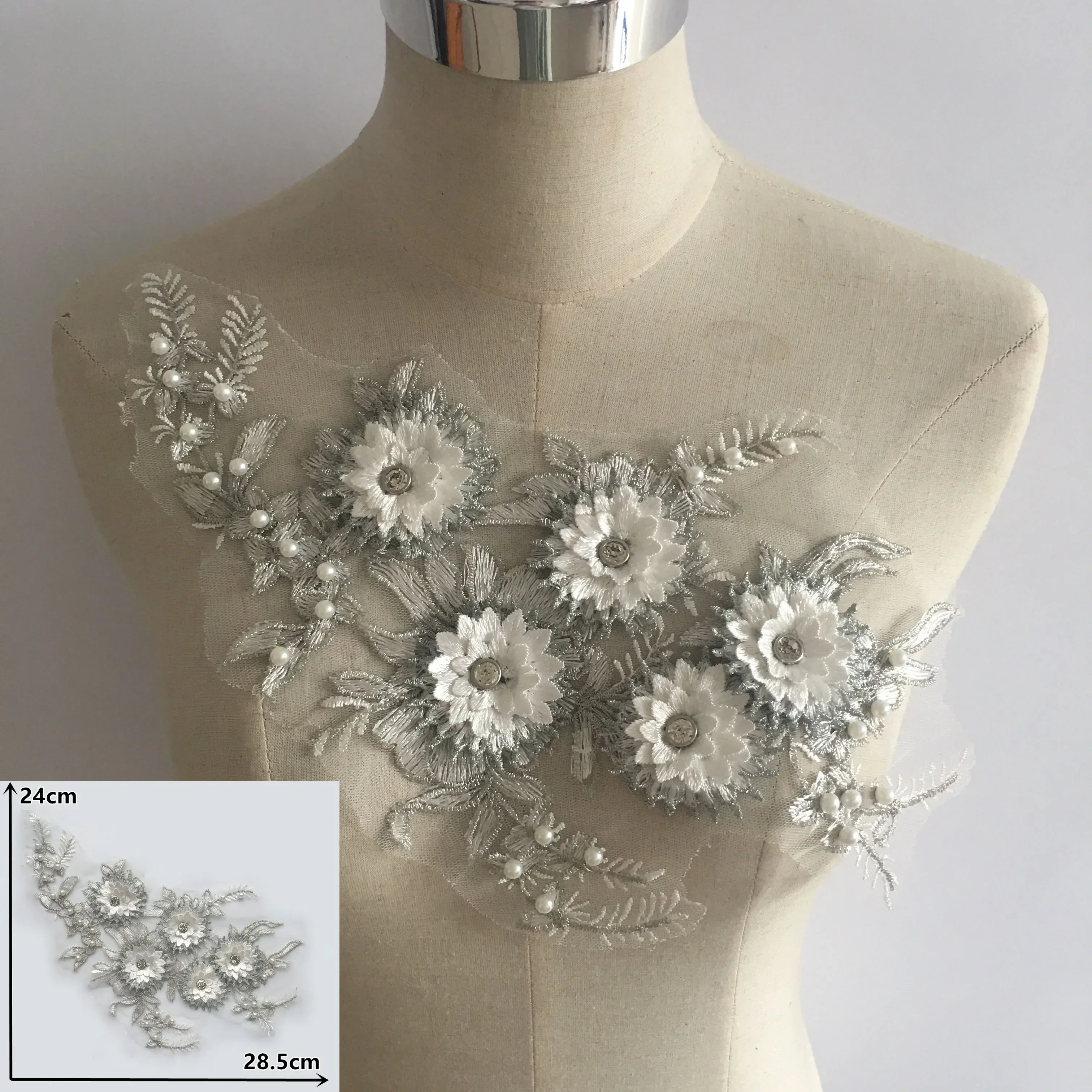 Fashion ABS Pearl Lace Collar Embroidery DIY Exquisite Sequined Lace Neckline Three-dimensional Flower Decoration Clothing lace ribbon lace fabric lace sewing accessories lace sewing supplies lace garment accessories