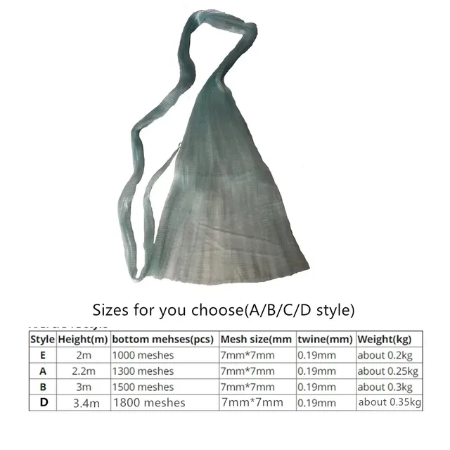 POUI COME DREAM Semi-Finished Casting Net Monofilament Nylon Fishing Net 7mm Mesh Hand Throwing Net Accessories Height 2m-3.4m 2